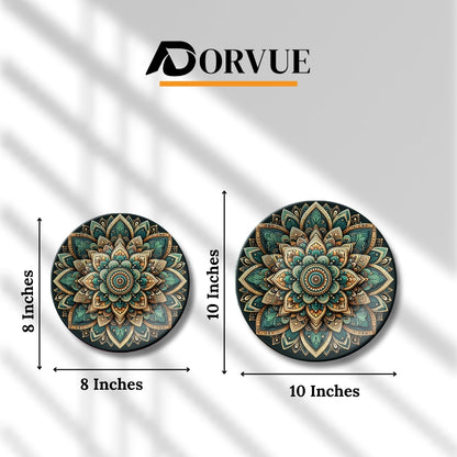 Set of 2 Aadhya Mandala Divine Chakra Ceramic Wall Plates Home Décor