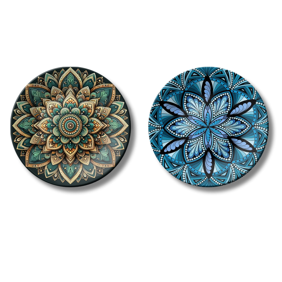 Set of 2 Aadhya Mandala Divine Chakra Ceramic Wall Plates Home Décor