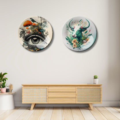 Set of 2 Celestial Insight Ceramic Wall Plates Home Décor