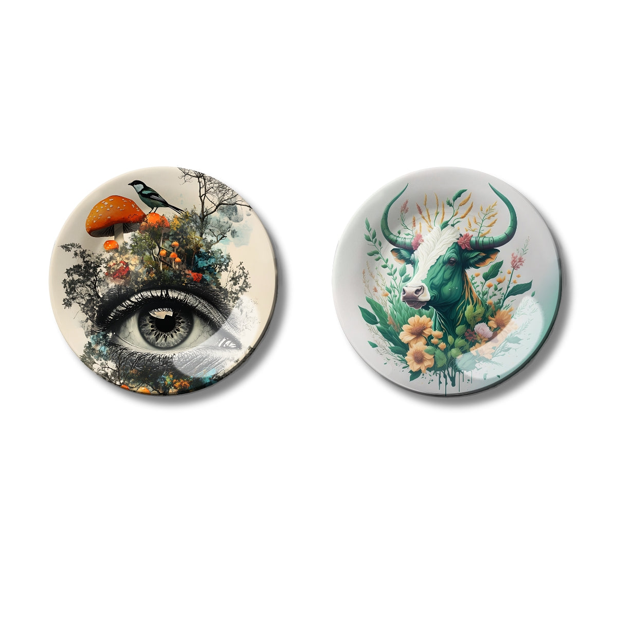 Set of 2 Celestial Insight Ceramic Wall Plates Home Décor