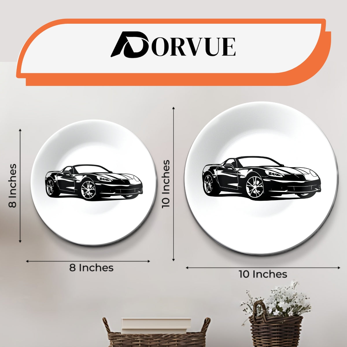 Set of 2 Classic Gear & Grit Ceramic Wall Plates Home Décor