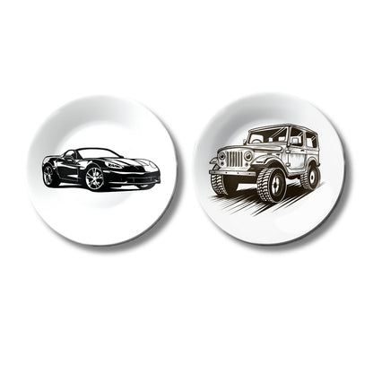 Set of 2 Classic Gear & Grit Ceramic Wall Plates Home Décor