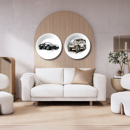 Set of 2 Classic Gear & Grit Ceramic Wall Plates Home Décor