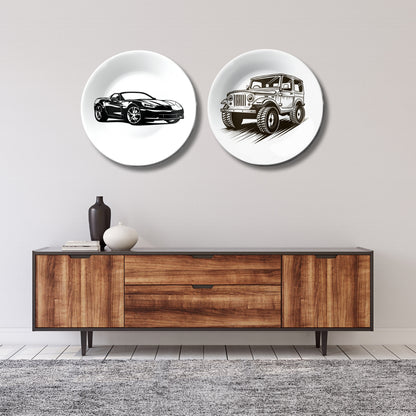 Set of 2 Classic Gear & Grit Ceramic Wall Plates Home Décor