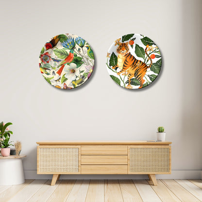 Set of 2 Forest Harmony Ceramic Wall Plates Home Décor