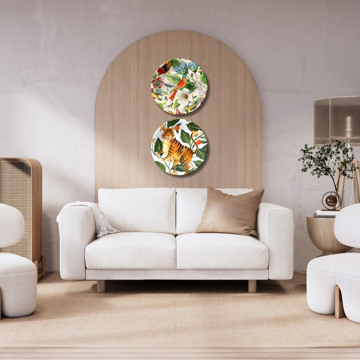 Set of 2 Forest Harmony Ceramic Wall Plates Home Décor