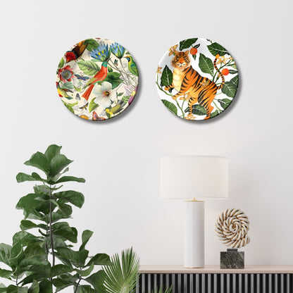Set of 2 Forest Harmony Ceramic Wall Plates Home Décor