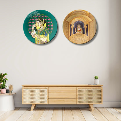 Set of 2 Rajsi Mahal Memoirs Ceramic Wall Plates Home Décor
