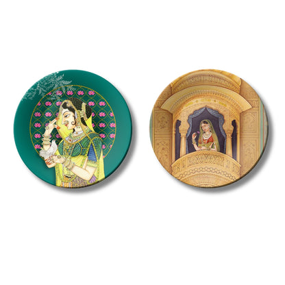 Set of 2 Rajsi Mahal Memoirs Ceramic Wall Plates Home Décor