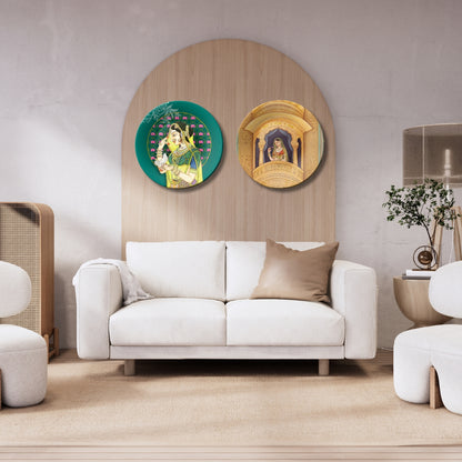 Set of 2 Rajsi Mahal Memoirs Ceramic Wall Plates Home Décor