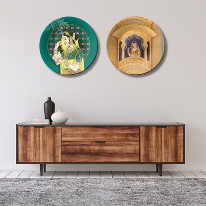 Set of 2 Rajsi Mahal Memoirs Ceramic Wall Plates Home Décor