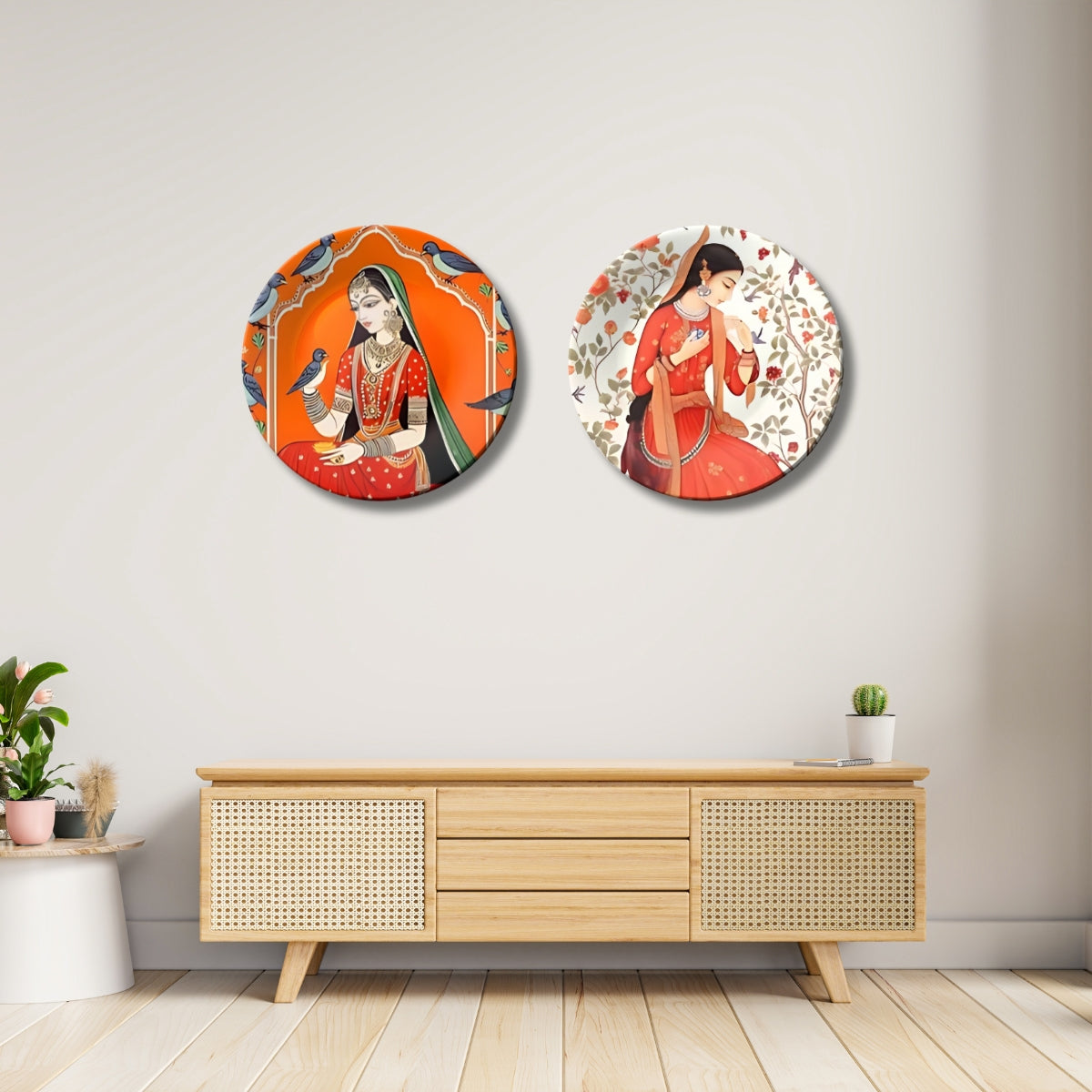 Set of 2 Royal Rajsi Nazar & Noor Ceramic Wall Plates Home Décor