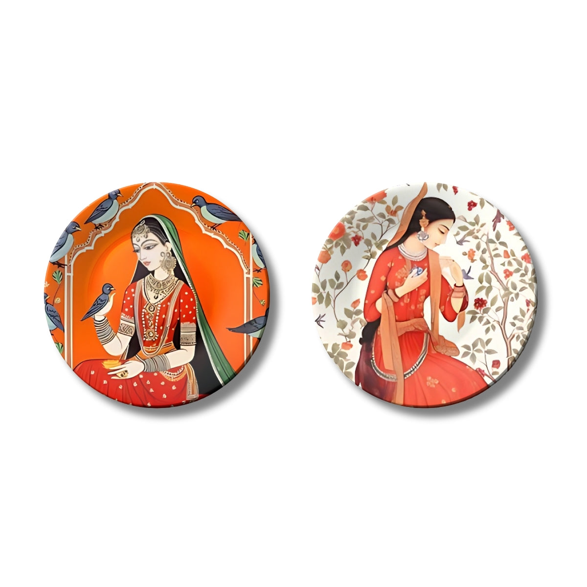 Set of 2 Royal Rajsi Nazar & Noor Ceramic Wall Plates Home Décor