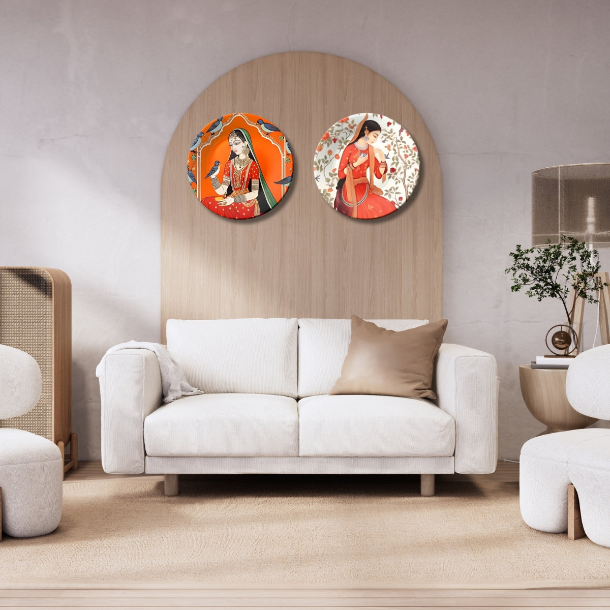 Set of 2 Royal Rajsi Nazar & Noor Ceramic Wall Plates Home Décor