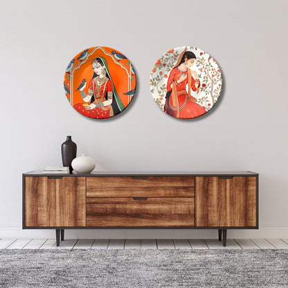 Set of 2 Royal Rajsi Nazar & Noor Ceramic Wall Plates Home Décor