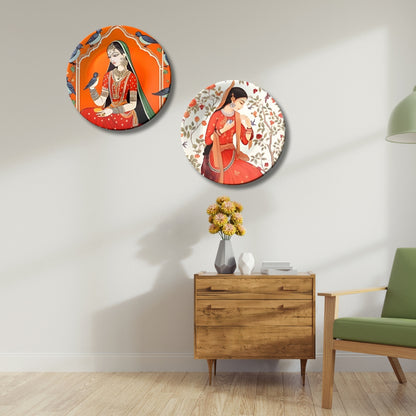 Set of 2 Royal Rajsi Nazar & Noor Ceramic Wall Plates Home Décor