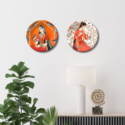 Set of 2 Royal Rajsi Nazar & Noor Ceramic Wall Plates Home Décor
