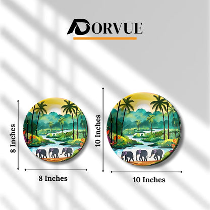 Set of 2 Tropical Escape Adventures Trip Story Ceramic Wall Plates Home Décor