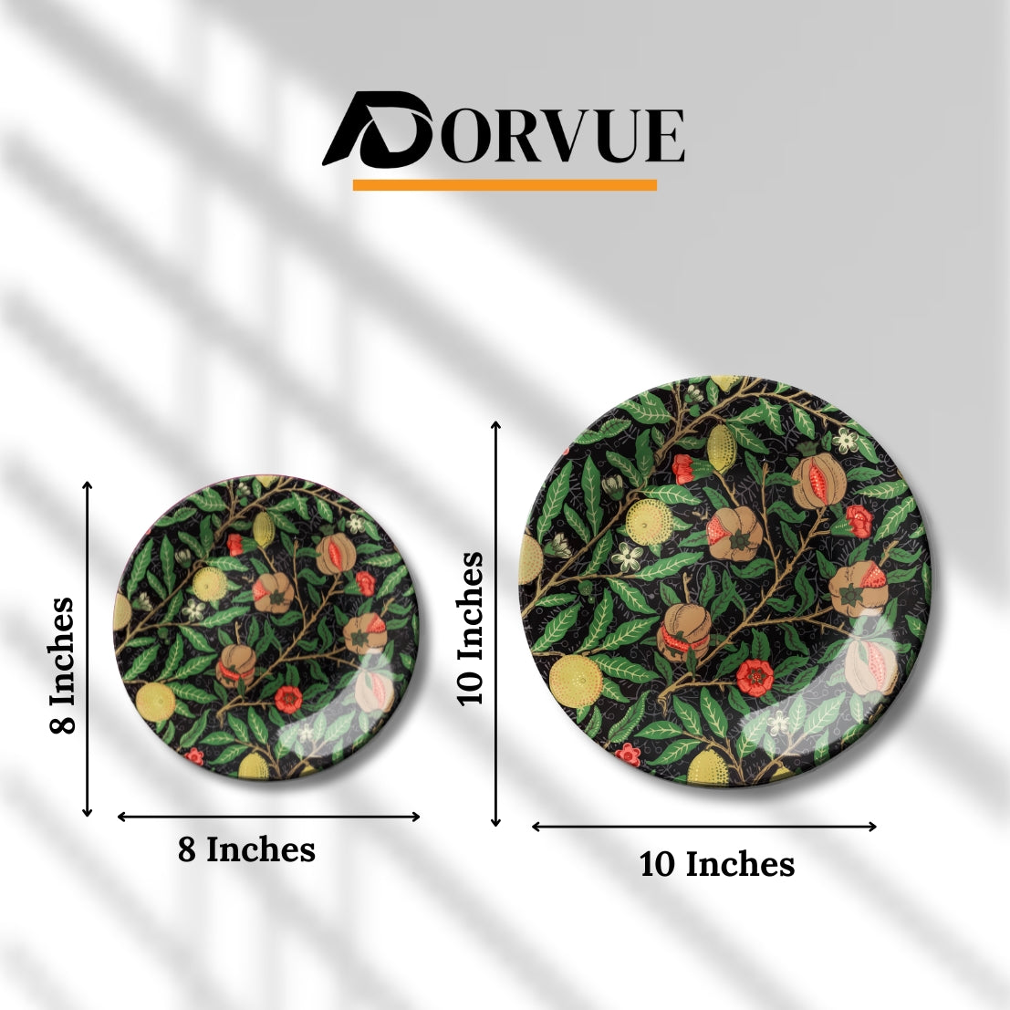Set of 2 Tropical Summer Garden Ceramic Wall Plates Home Décor