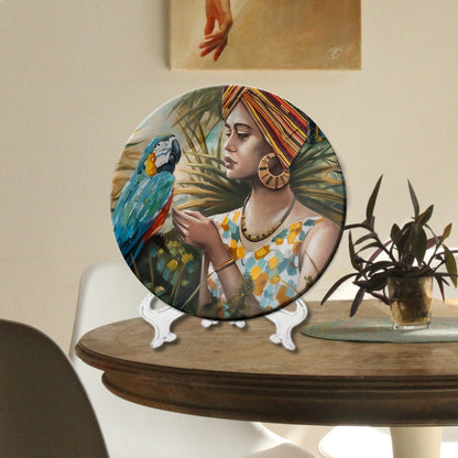 Set of 2 Vastu Koi Fortune Flow Ceramic Wall Plates Home Décor