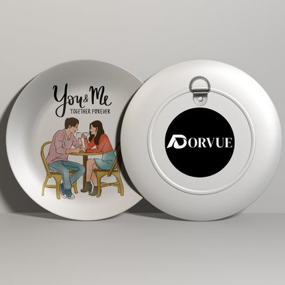 Set of 2 You & Me Cozy Couple Togetherness Tales Ceramic Wall Plates Home Décor
