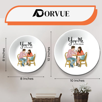 Set of 2 You & Me Cozy Couple Togetherness Tales Ceramic Wall Plates Home Décor