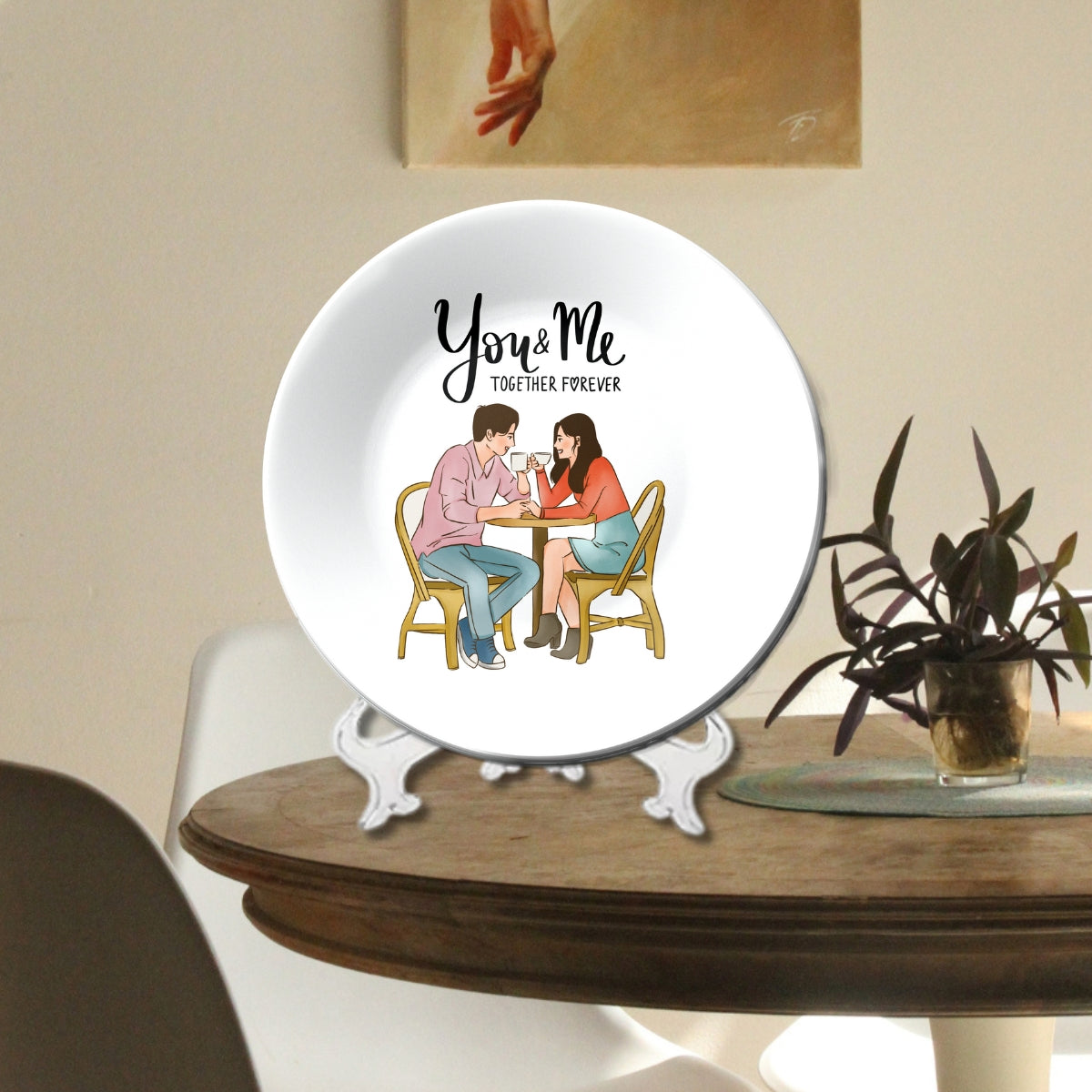 Set of 2 You & Me Cozy Couple Togetherness Tales Ceramic Wall Plates Home Décor