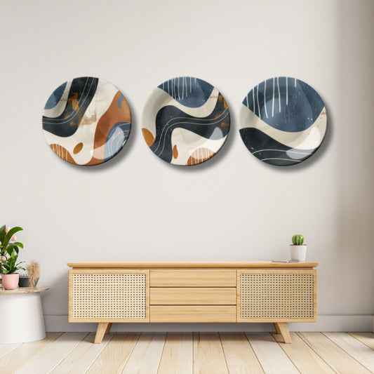 Set of 3 Abstract Rhythm Home Décor Wall Plates