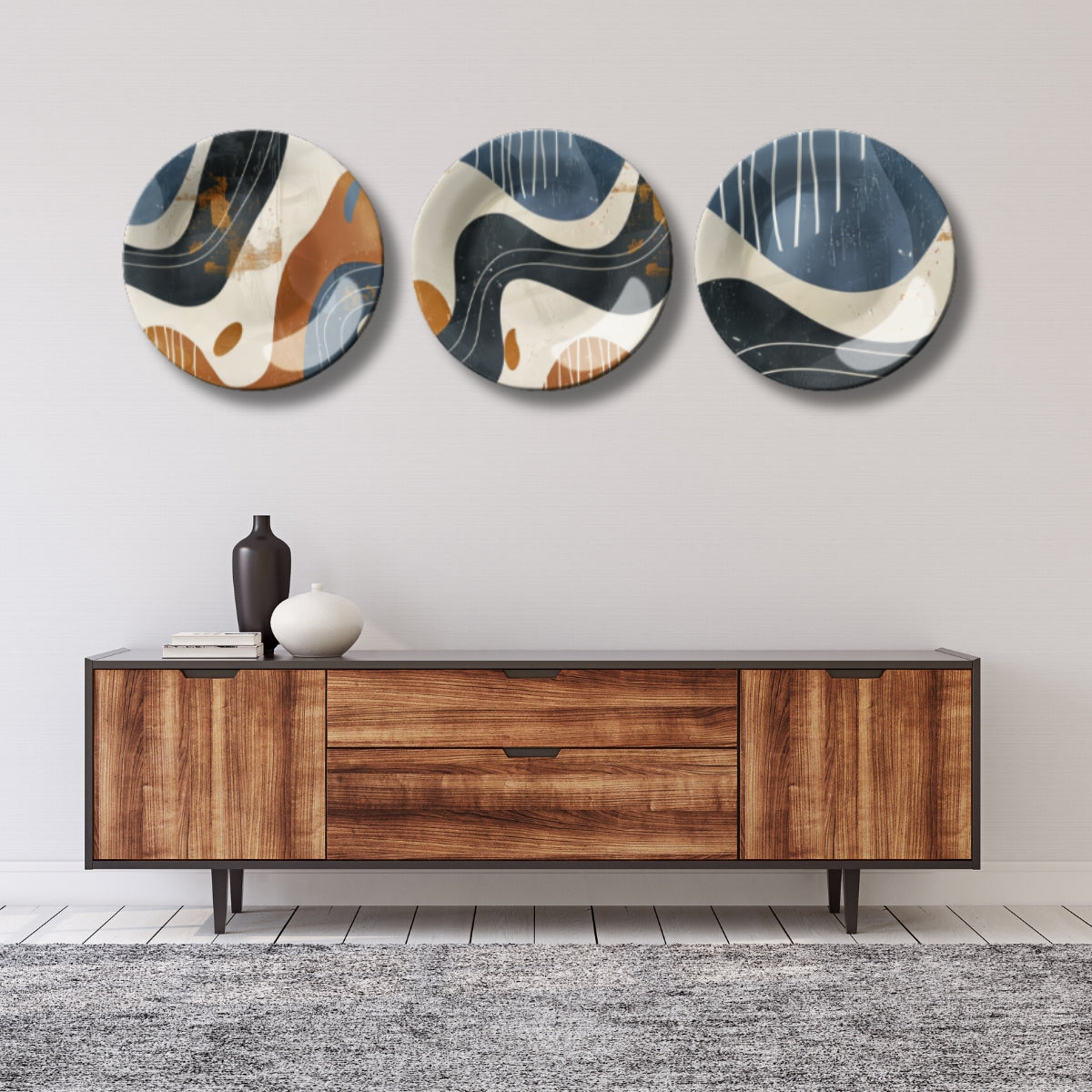 Set of 3 Abstract Rhythm Home Décor Wall Plates