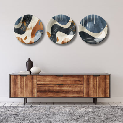 Set of 3 Abstract Rhythm Home Décor Wall Plates