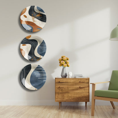 Set of 3 Abstract Rhythm Home Décor Wall Plates