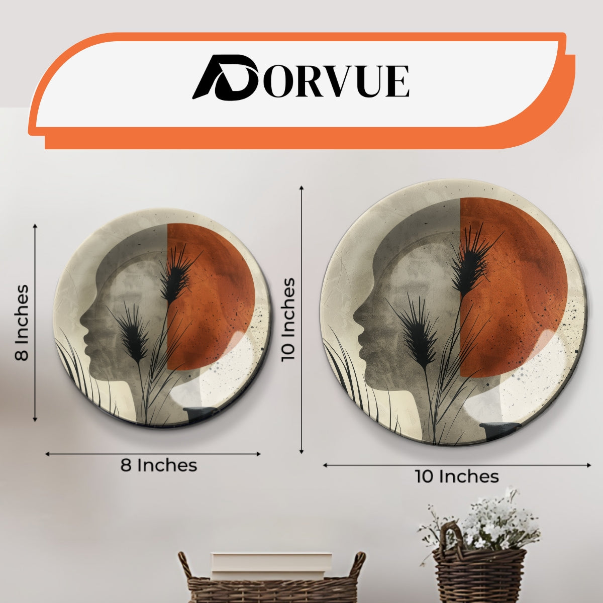 Set of 3 Abstract Terracotta Echoes Decorative Wall Plates