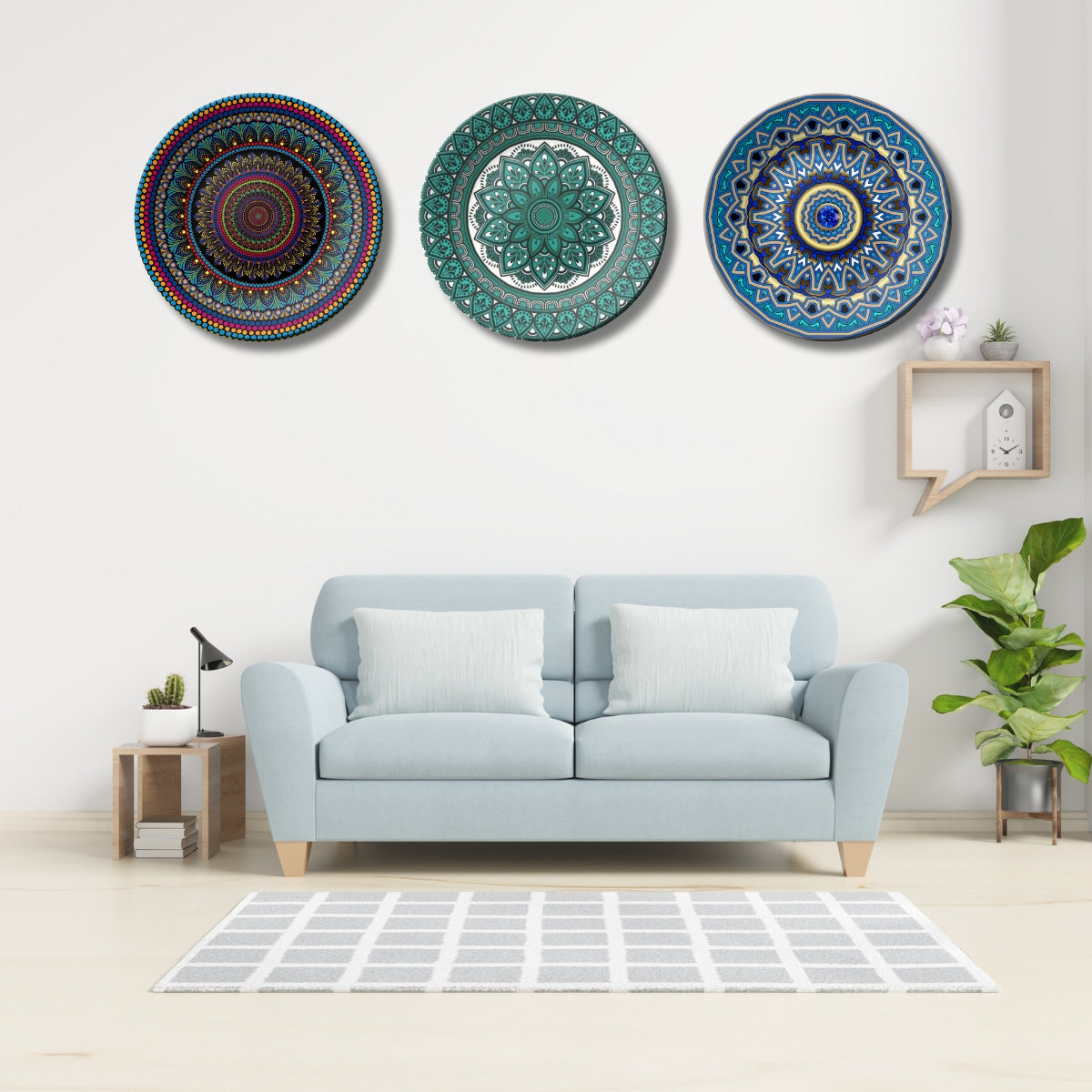 Set of 3 Artistic Mandala Radiance Decorative Wall Plates