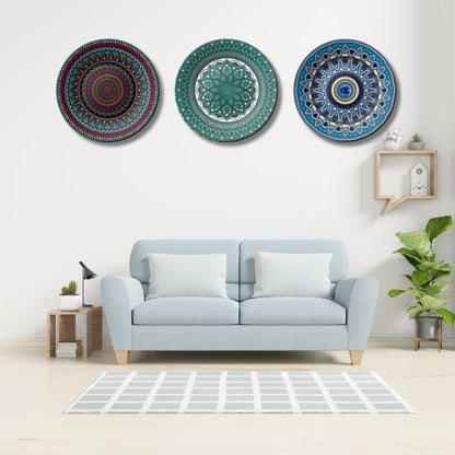 Set of 3 Artistic Mandala Radiance Decorative Wall Plates