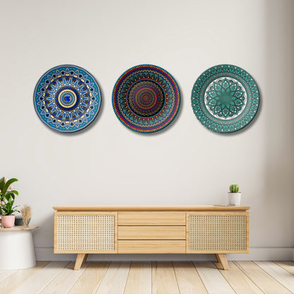 Set of 3 Artistic Mandala Radiance Decorative Wall Plates