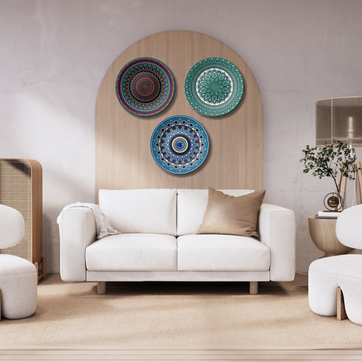 Set of 3 Artistic Mandala Radiance Decorative Wall Plates