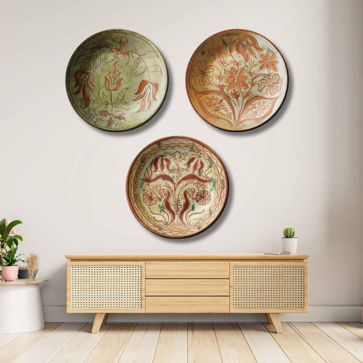Set of 3 Assorted Nature Theme Decorative Ceramic Wall Plates Art Décor