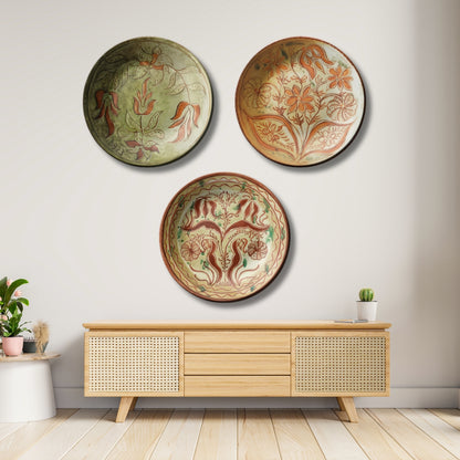 Set of 3 Assorted Nature Theme Decorative Ceramic Wall Plates Art Décor