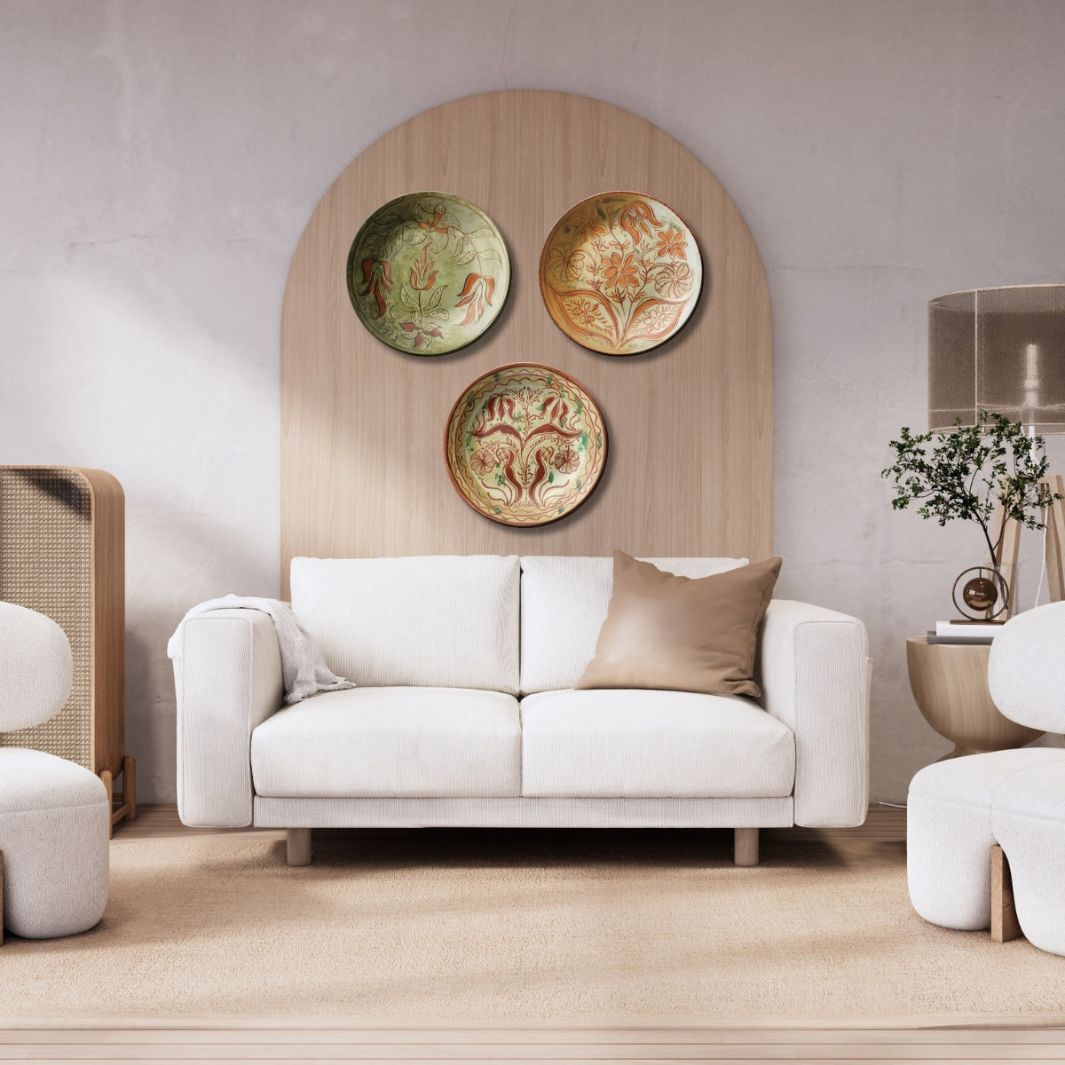 Set of 3 Assorted Nature Theme Decorative Ceramic Wall Plates Art Décor