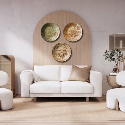 Set of 3 Assorted Nature Theme Decorative Ceramic Wall Plates Art Décor