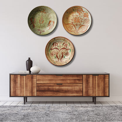 Set of 3 Assorted Nature Theme Decorative Ceramic Wall Plates Art Décor