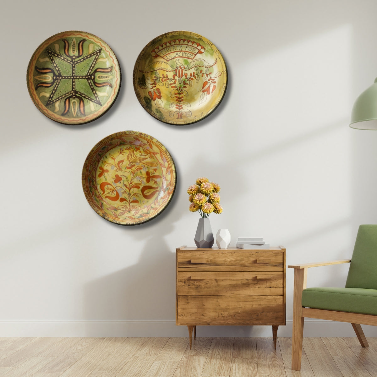 Set of 3 Assorted Nature Theme Decorative Ceramic Wall Plates Art Décor