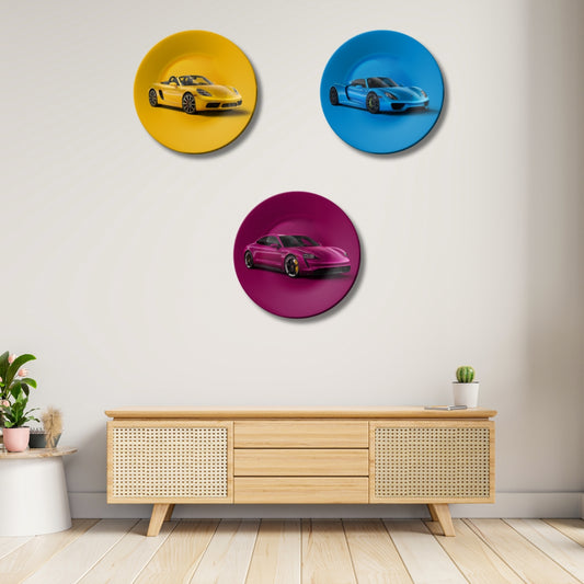 Set of 3 Aurora Speedster Color Burst Decorative Wall Plates