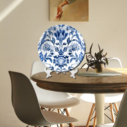 Set of 3 Azure Floral Symphony Decorative Wall Plates