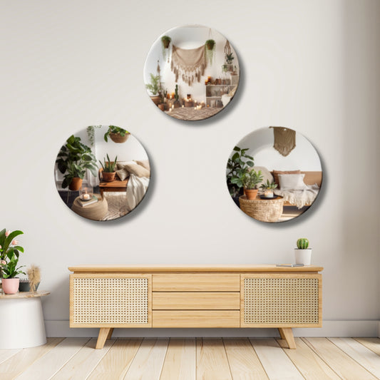 Set of 3 Boho Haven Earthy Retreat Home Décor Wall Plates