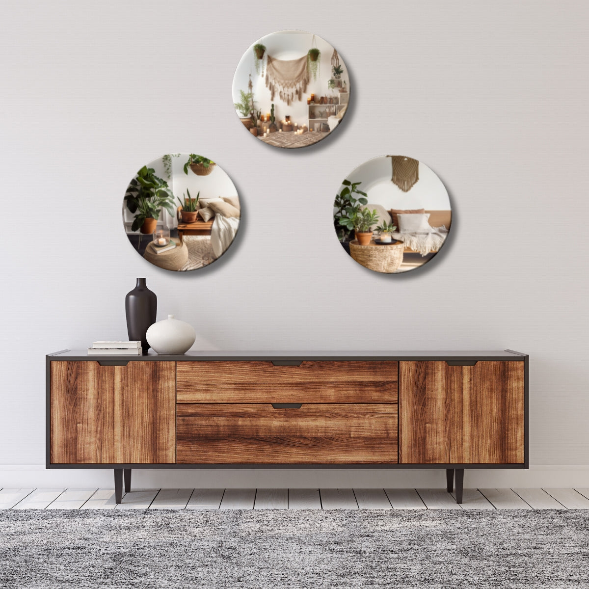 Set of 3 Boho Haven Earthy Retreat Home Décor Wall Plates