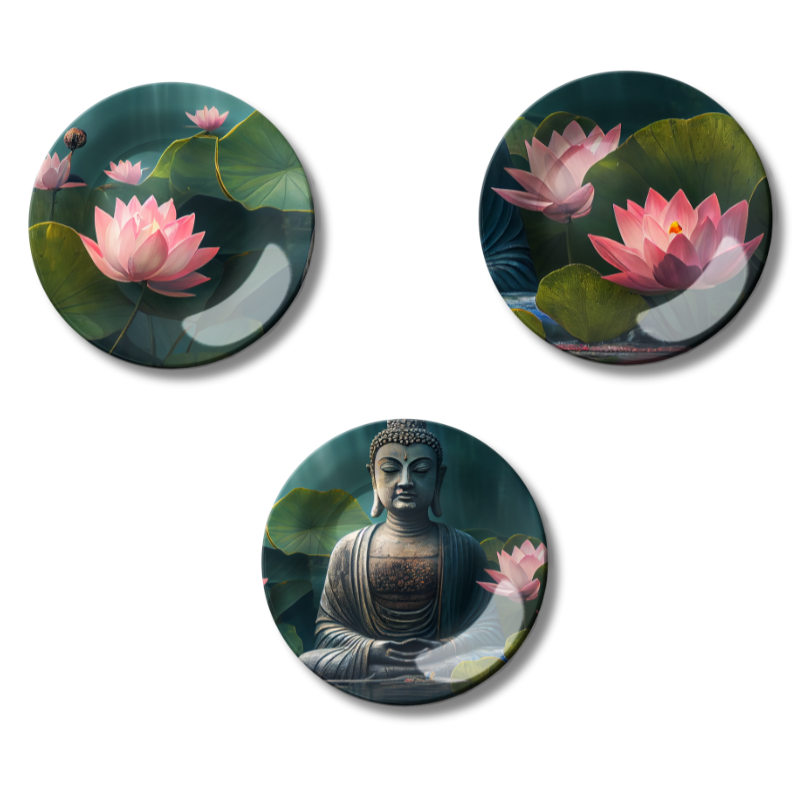 Set of 3 Buddha’s Peace and Lotus Wall Plates