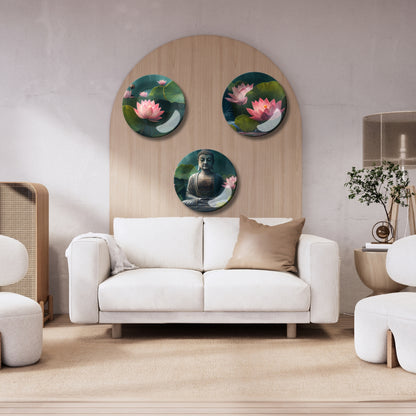 Set of 3 Buddha’s Peace and Lotus Wall Plates