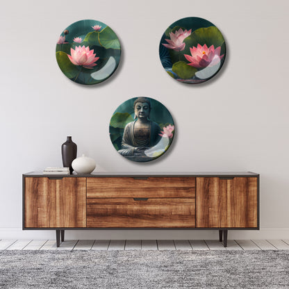 Set of 3 Buddha’s Peace and Lotus Wall Plates