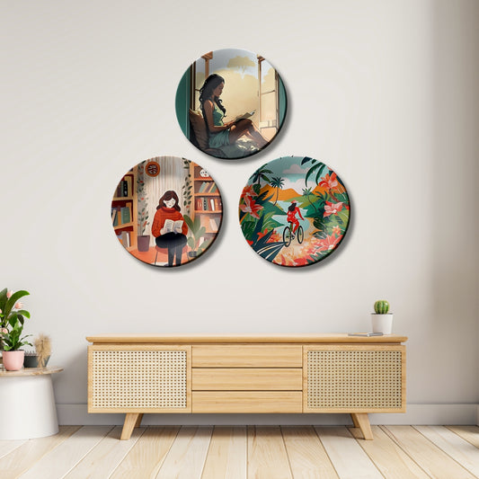 Set of 3 Calm Living & Wanderlust Ceramic Wall Plates Décor